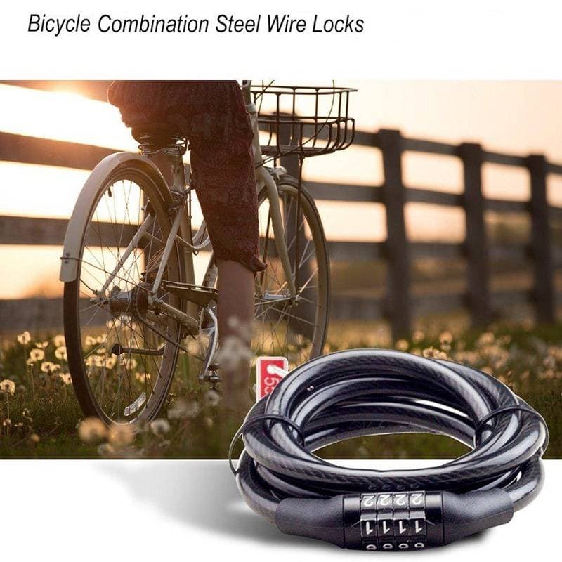 4 Digit Resettable Combination Cable Lock For Bicycle