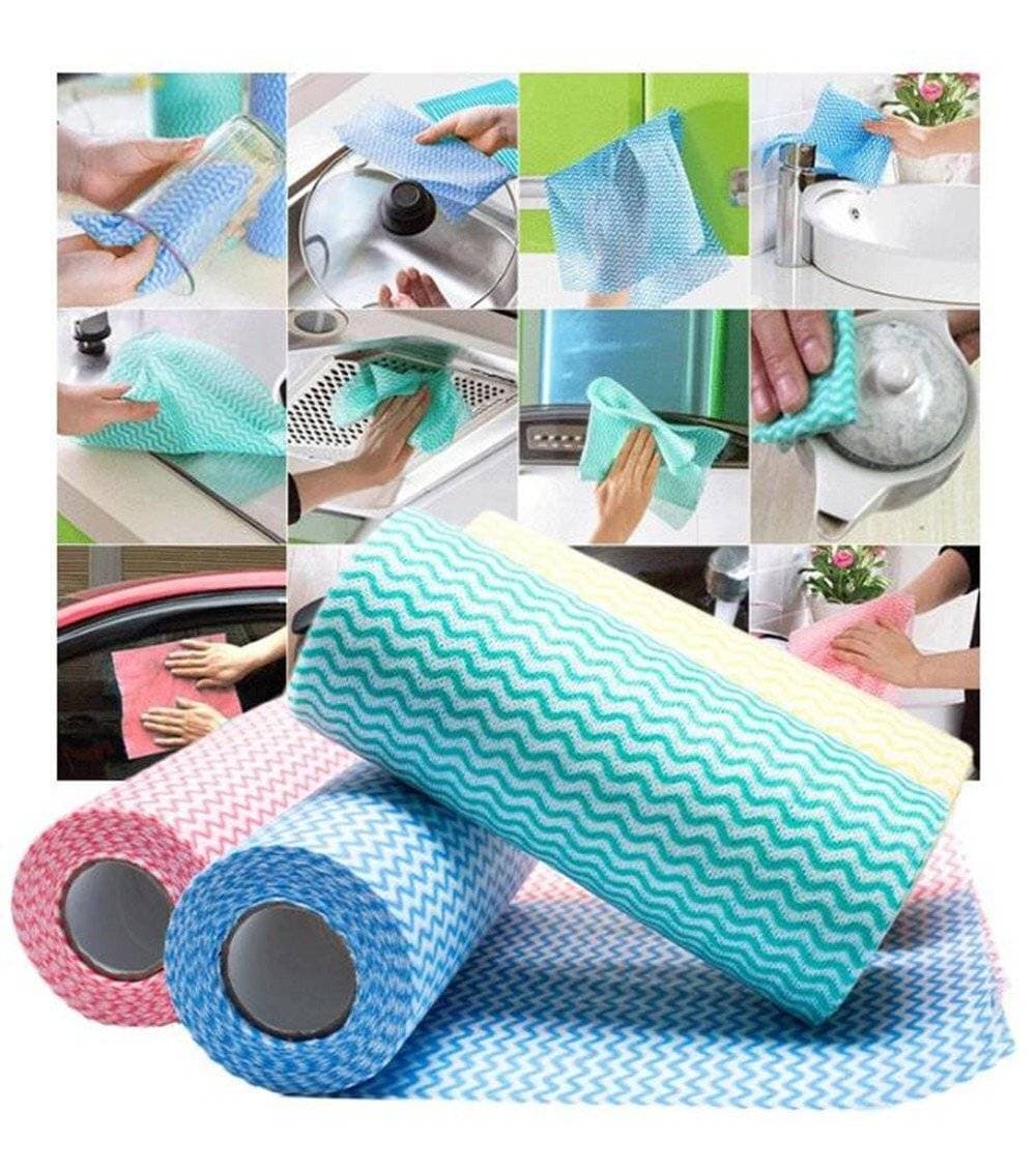 1 Roll 50 Tissues Multipurpose Reusable Wipes Washable