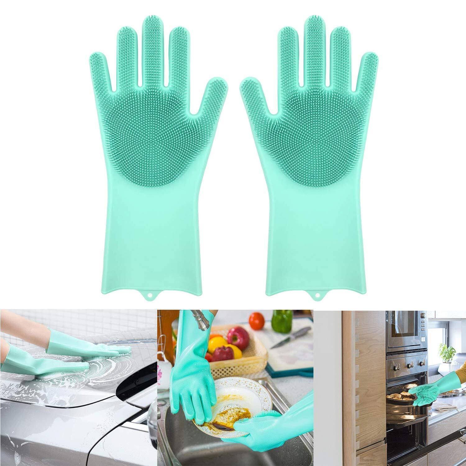 1Pair Magic Reusable Silicone Gloves - Multicolor