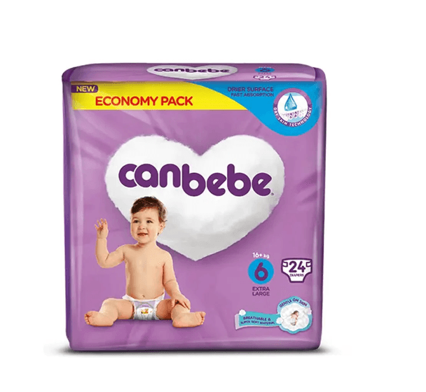 Canbebe Diapers Economy Pack, Extra Large No-6, 16 Kg+ , 24-Pcs