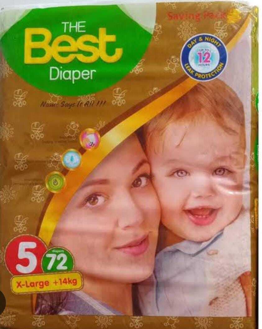 BEST BABY DIAPER SIZE 5-NO XL +14KG (72-PCS PACK)