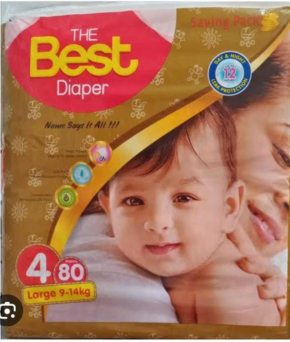 BEST BABY DIAPER SIZE 4-NO Large 9-14KG (80-PCS PACK)