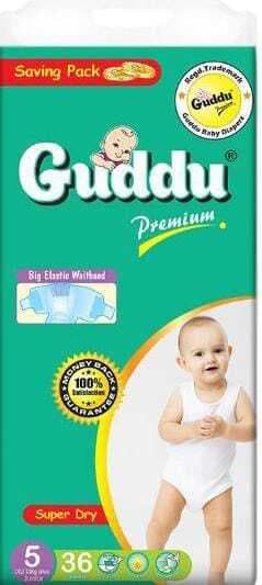 Guddu premium disposable diapers super dry with magic tape XL size: 36 Pieces Saving Pack