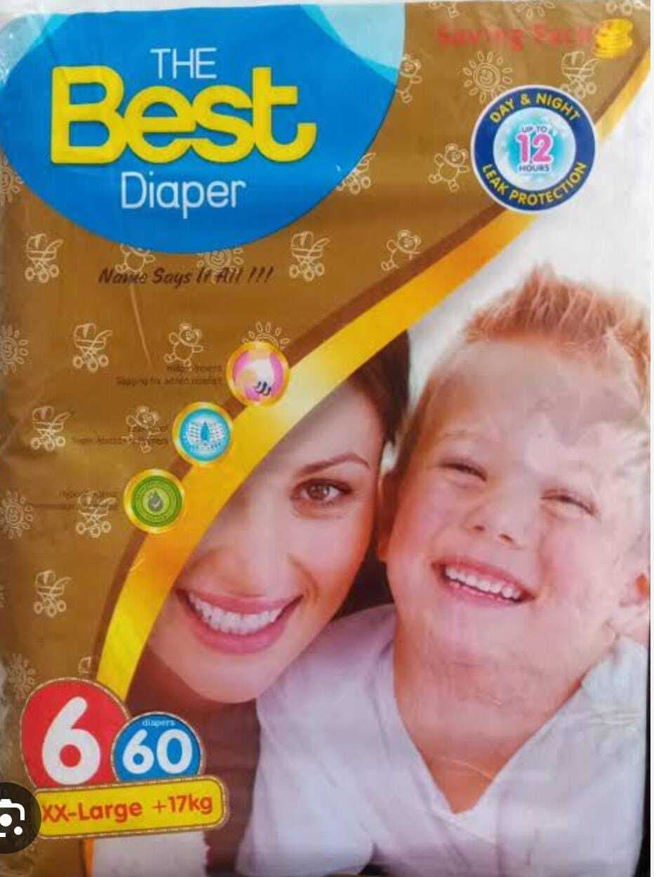 BEST BABY DIAPER SIZE 6-NO XXL +17KG (60-PCS PACK)