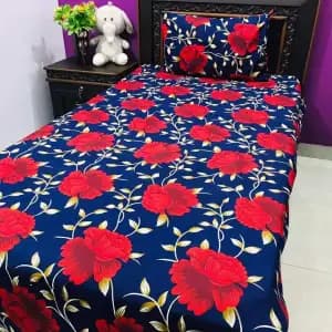 Single Bedsheet 3D Crystal Cotton Printed Bed Sheet Set