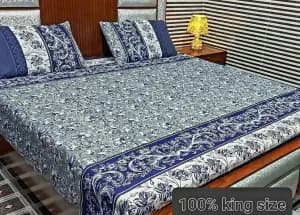 Super Soft 3Pcs Cotton Satin Bedsheet Set King Size