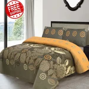 3Pcs Bedsheet Set King Size Cotton Fabric With Pillow Covers