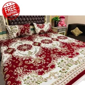3Pcs Cotton Satin Bedsheet Set King Size
