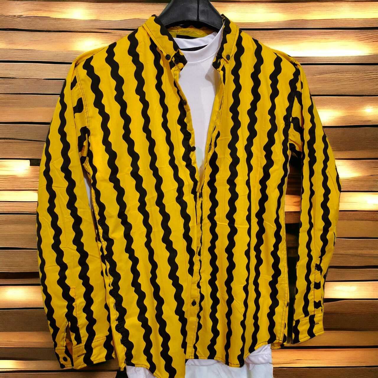 Be Handsome - Stylish Yellow Full Sleeves Casual Shirt For Men