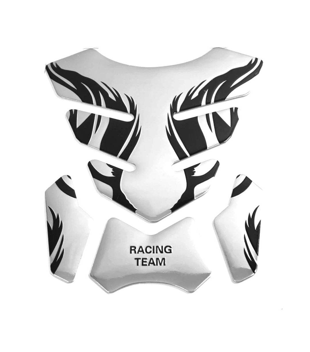 3D Gloss Silver Stereo Rubber Motorcycle Gas Fuel Oil Tank Pad Sticker