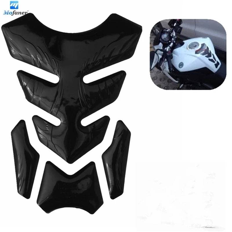 3D Gloss Black Stereo Rubber Motorcycle Gas Fuel Oil Tank Pad Sticker