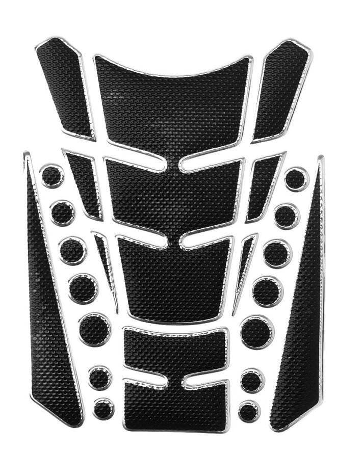 3D Dotted Black With Silver Outline Motorcycle Gas Fuel Oil Tank Pad Sticker