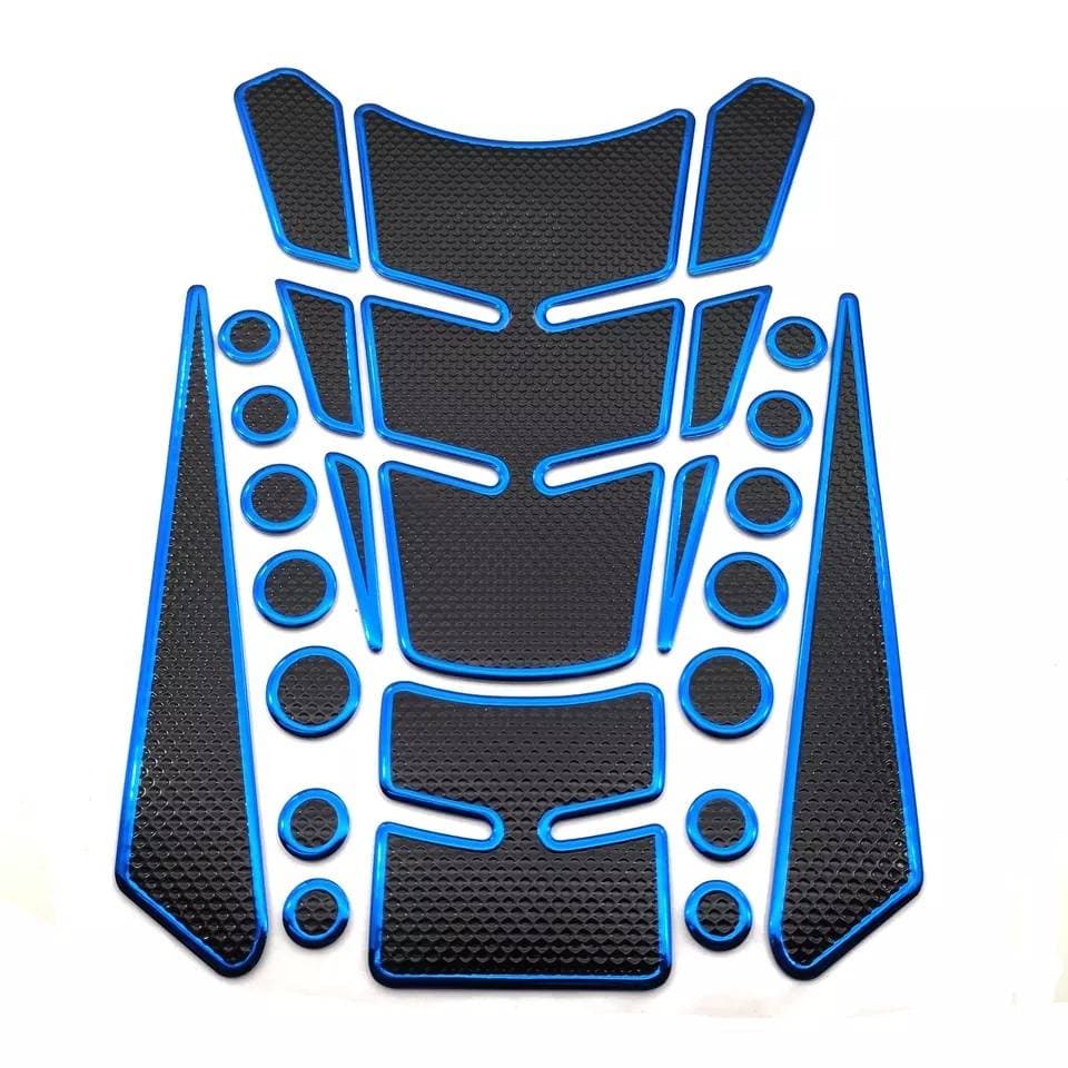3D Dotted Black With Blue Outline Motorcycle Gas Fuel Oil Tank Pad Sticker