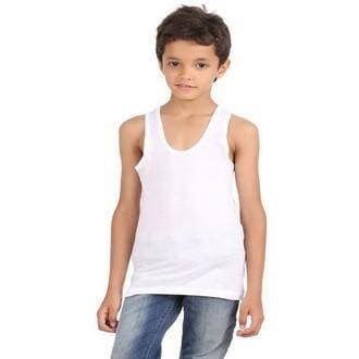 Pack Of 8 - White 100 % Cotton Sando Vest Buniyan For Kids
