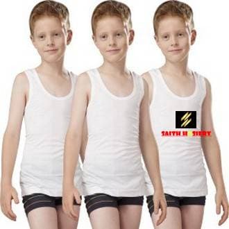 Pack Of 3 - Al Qaim White 100 % Cotton Vest Kids Vest Inner Wear Half Sleeves