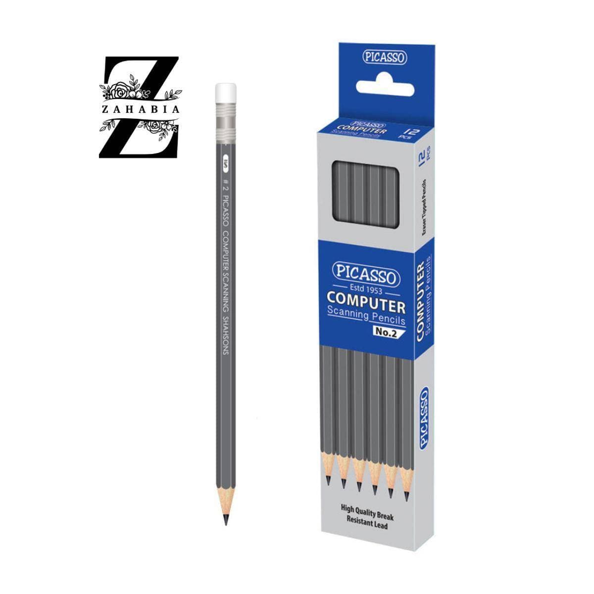 Picasso Computer Scanning Pencils With Rubber Tip Pack of 12