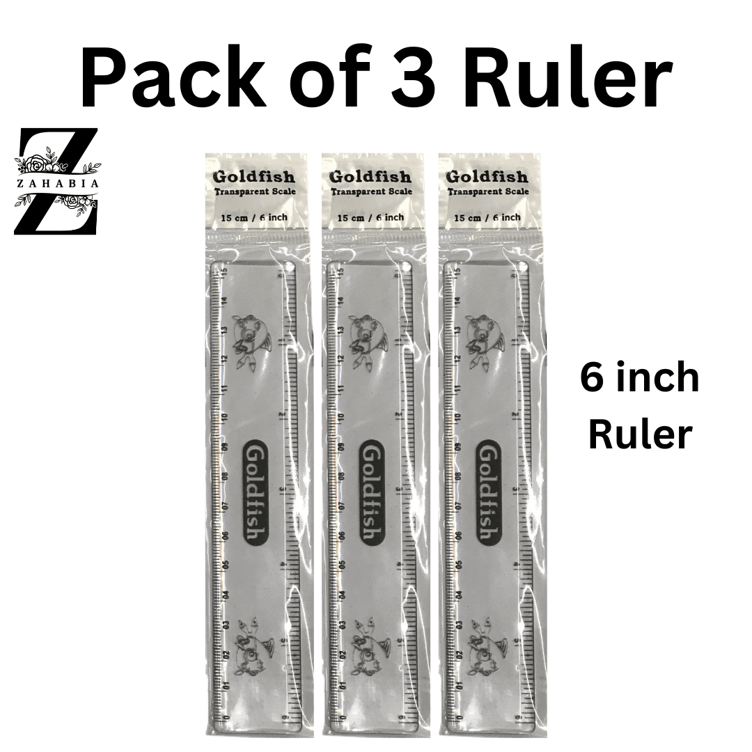 Goldfish Ruler Plastic 6 Inch  Pack Of 3