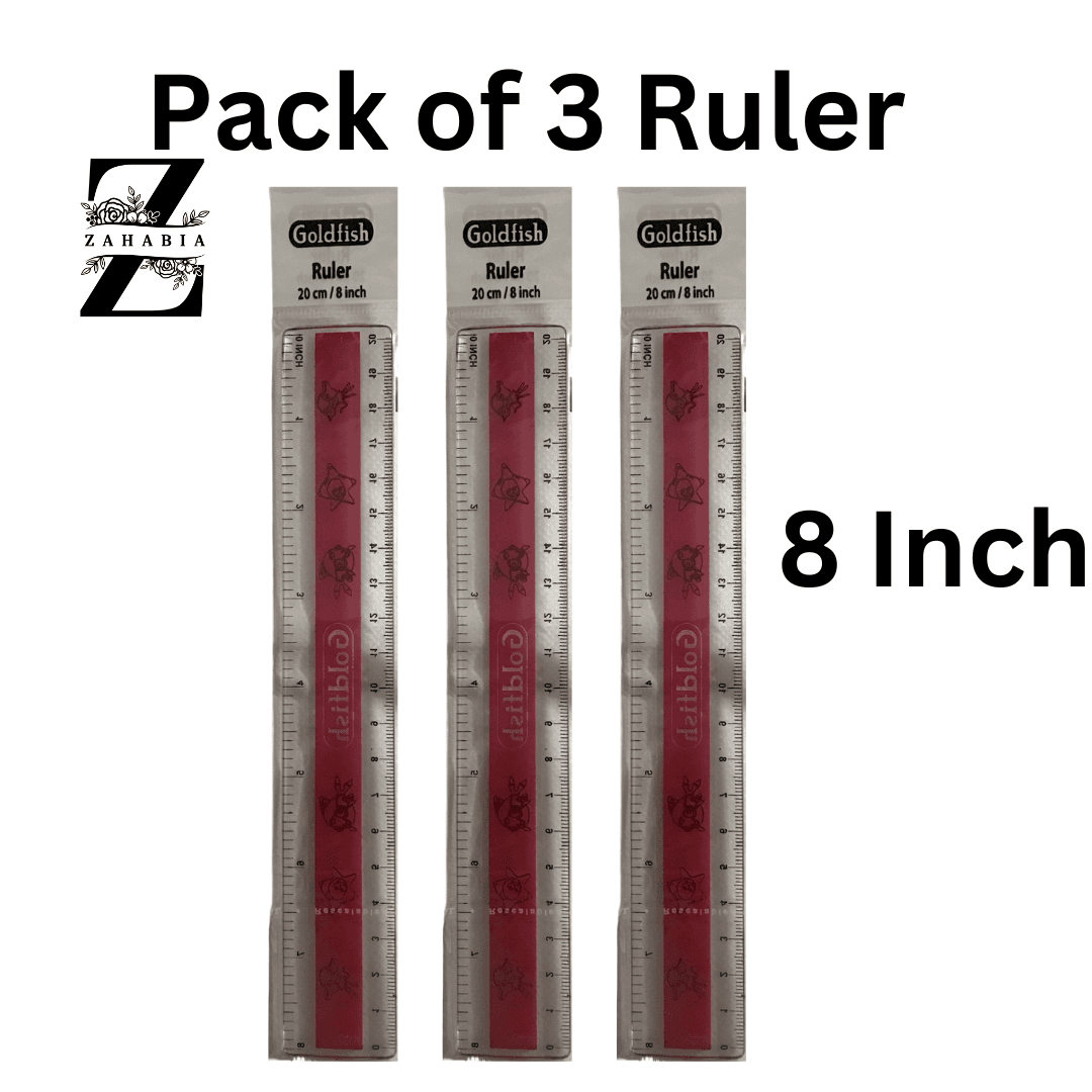 Goldfish Ruler Plastic 8 inch Pack of 3