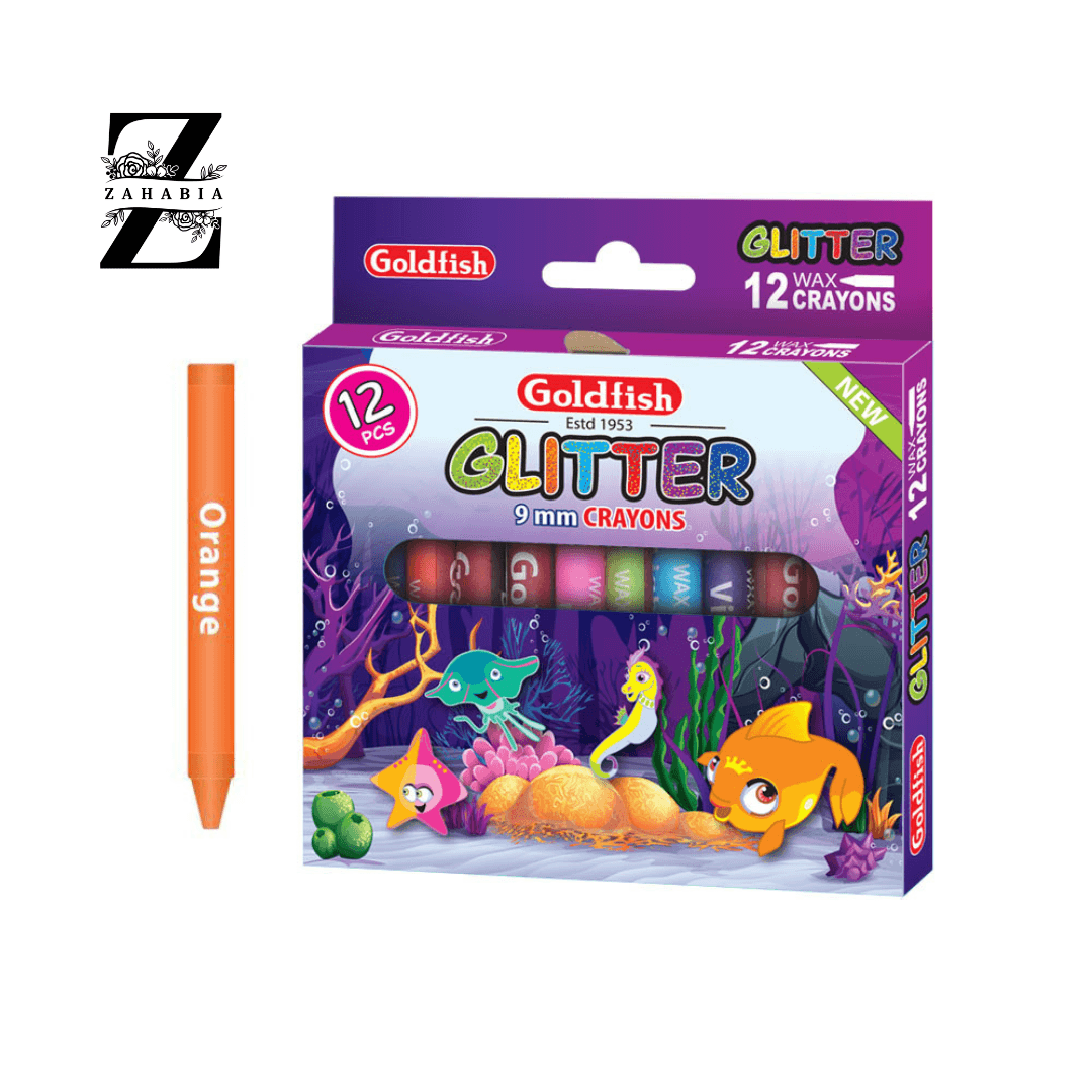 Goldfish Crayon Glitters Colors Wax 12 Colour Box