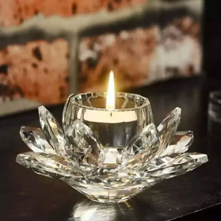 Crystal Glass Block Candle Holders Feng Shui