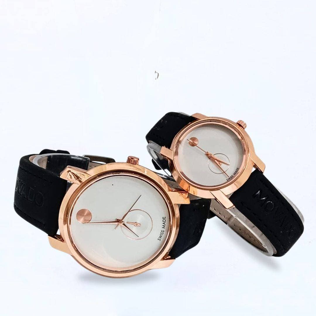 Analog Plain Dial PU Leather Couple Watch For Men & Women MCW-101