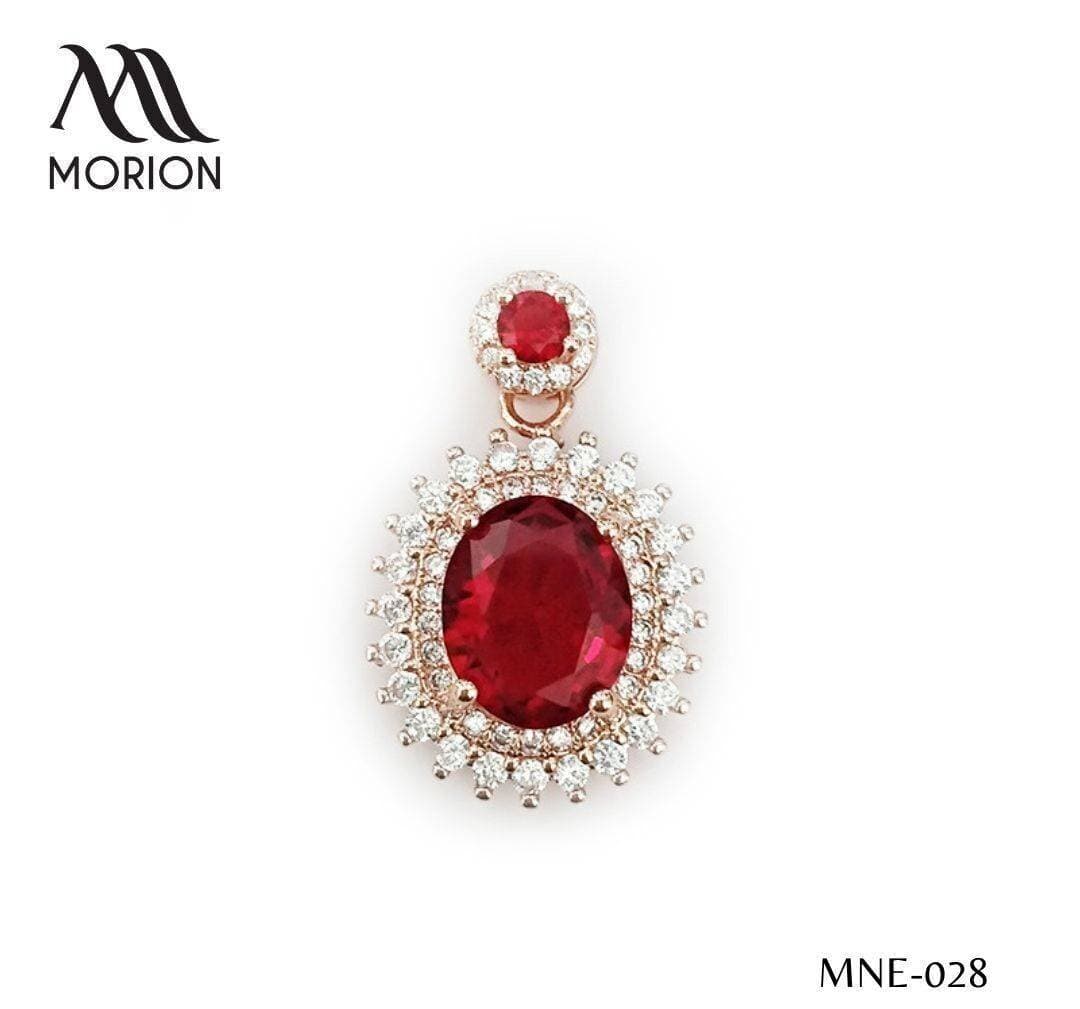 Crimson Glow Red Crystal Stone Pendant Necklace MNE-028