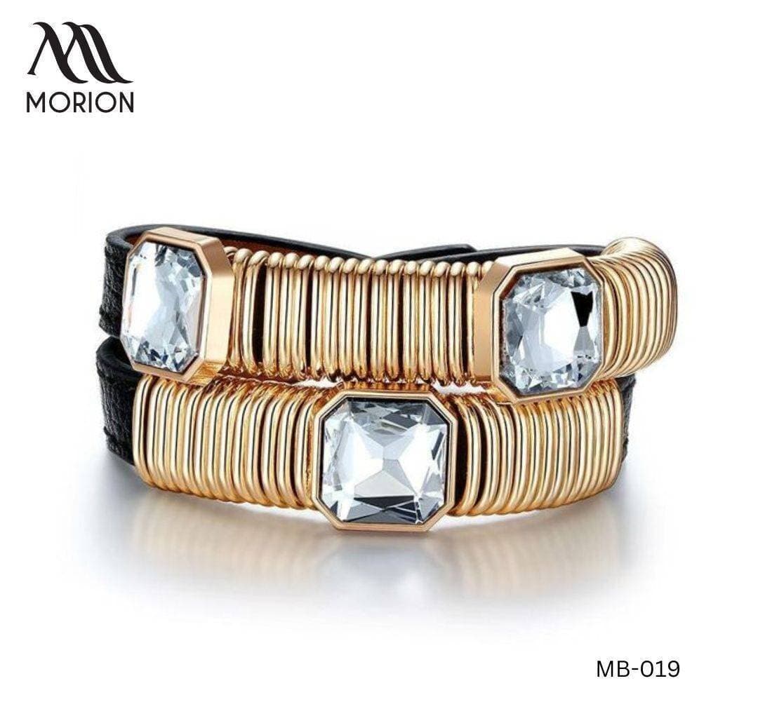 Unisex Leather Zircon Charm Bracelet MB-019