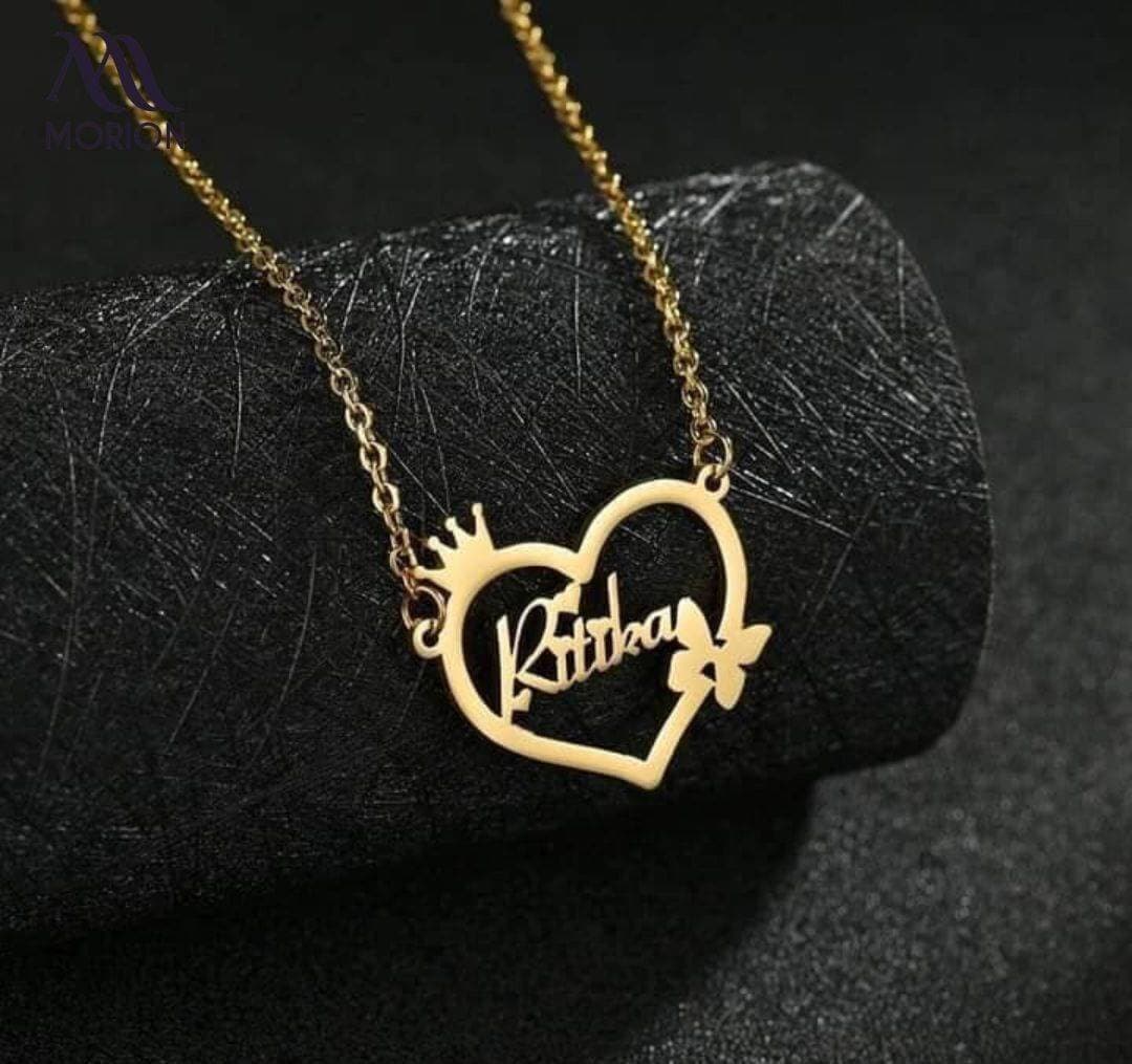 Queen Heart Design Customized Name Necklace Pendant MCN-120