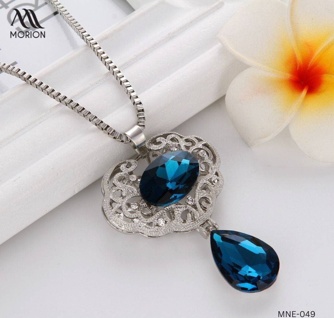 Blue Stone Charm Necklace For Women MNE-049