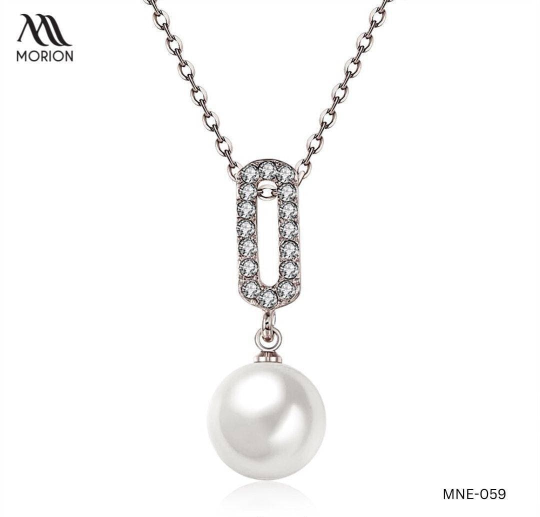 White Pearl Pendant Necklace For Women MNE-059