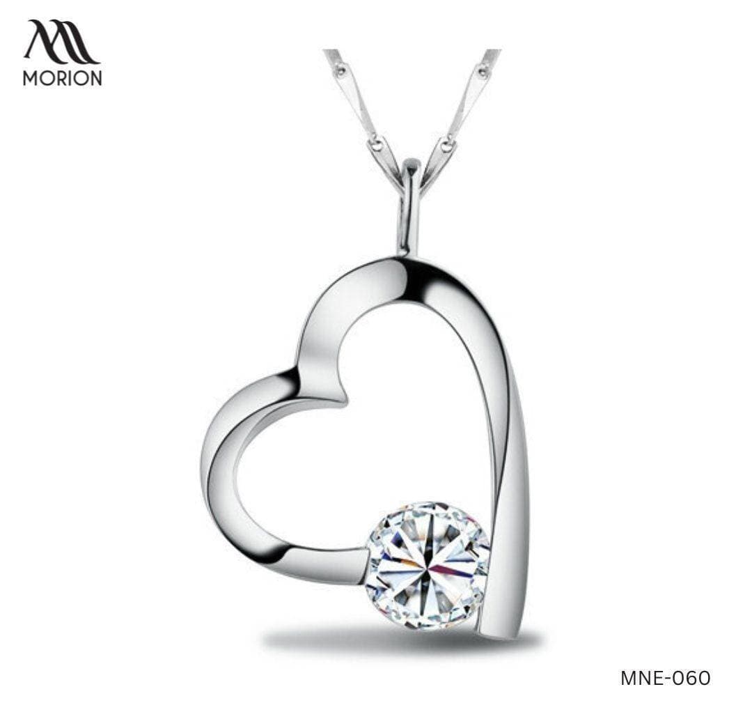 Zircon Heart Silver Plated Pendant Necklace For Women MNE-060