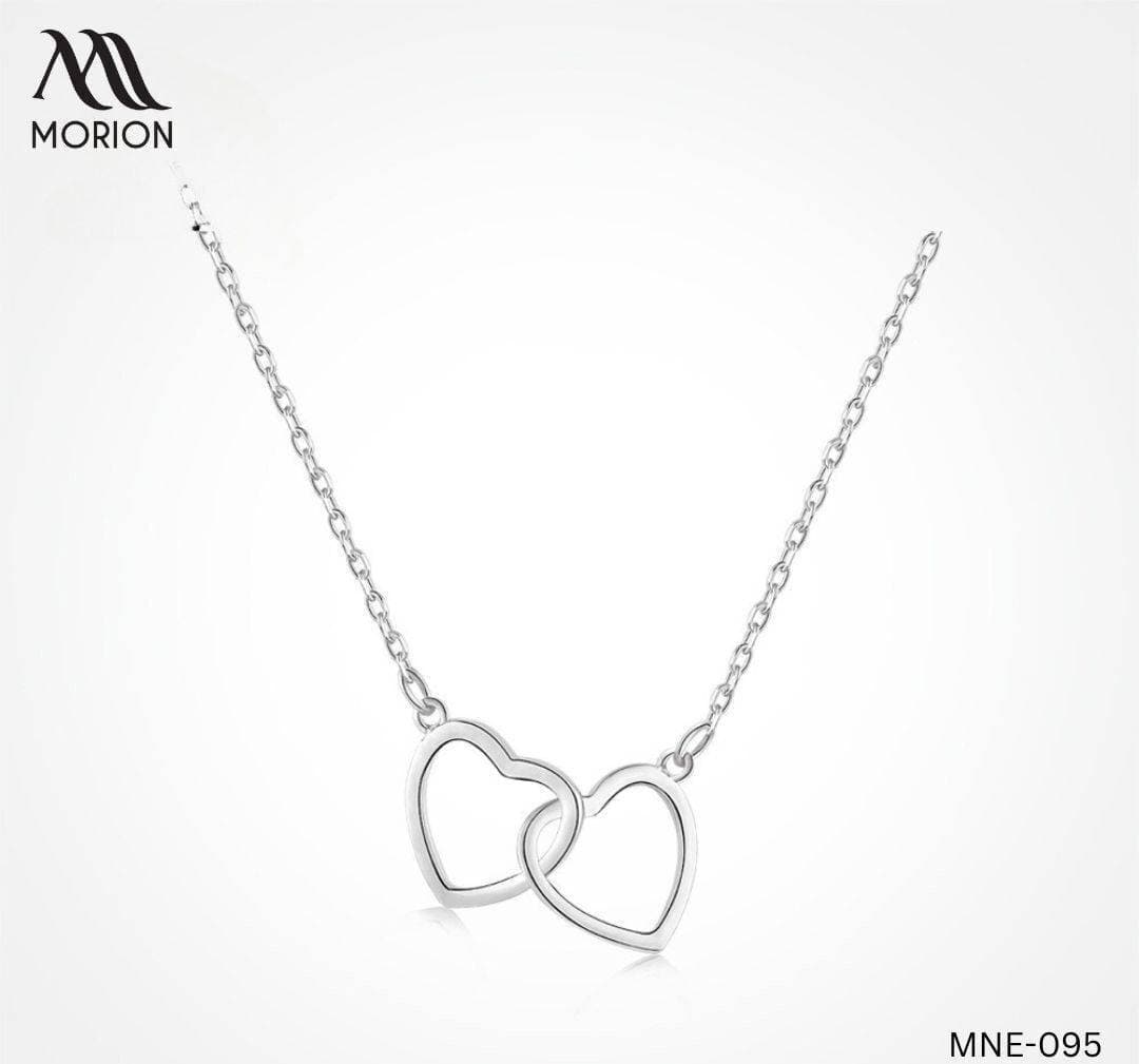 Couple Heart Silver Plated Pendant Necklace For Women MNE-095