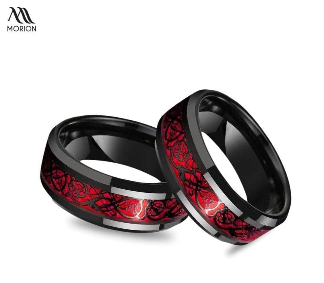 Mystical Dragon Duo Red Couple Rings For Men And Women MCRI-004
