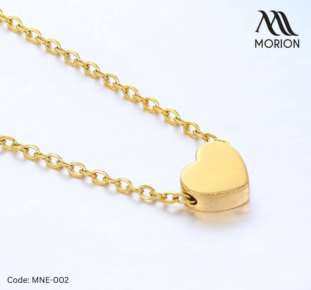 Stainless Steel Golden Heart Pendant Necklace For Women MNE-002