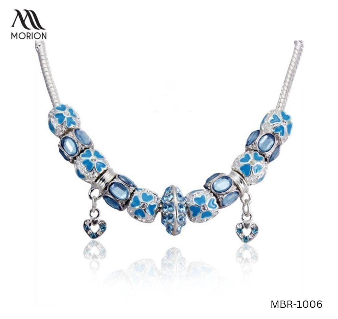 Heart Charm Beads Long Glass Charm Blue Bracelet For Women MBR-1006