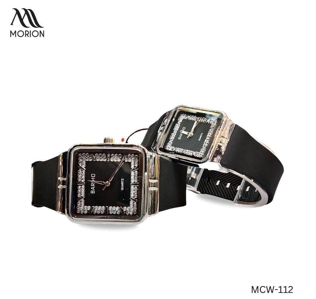 Squary Dimond Dial With Silicon Strap Couple Watch MCW-112