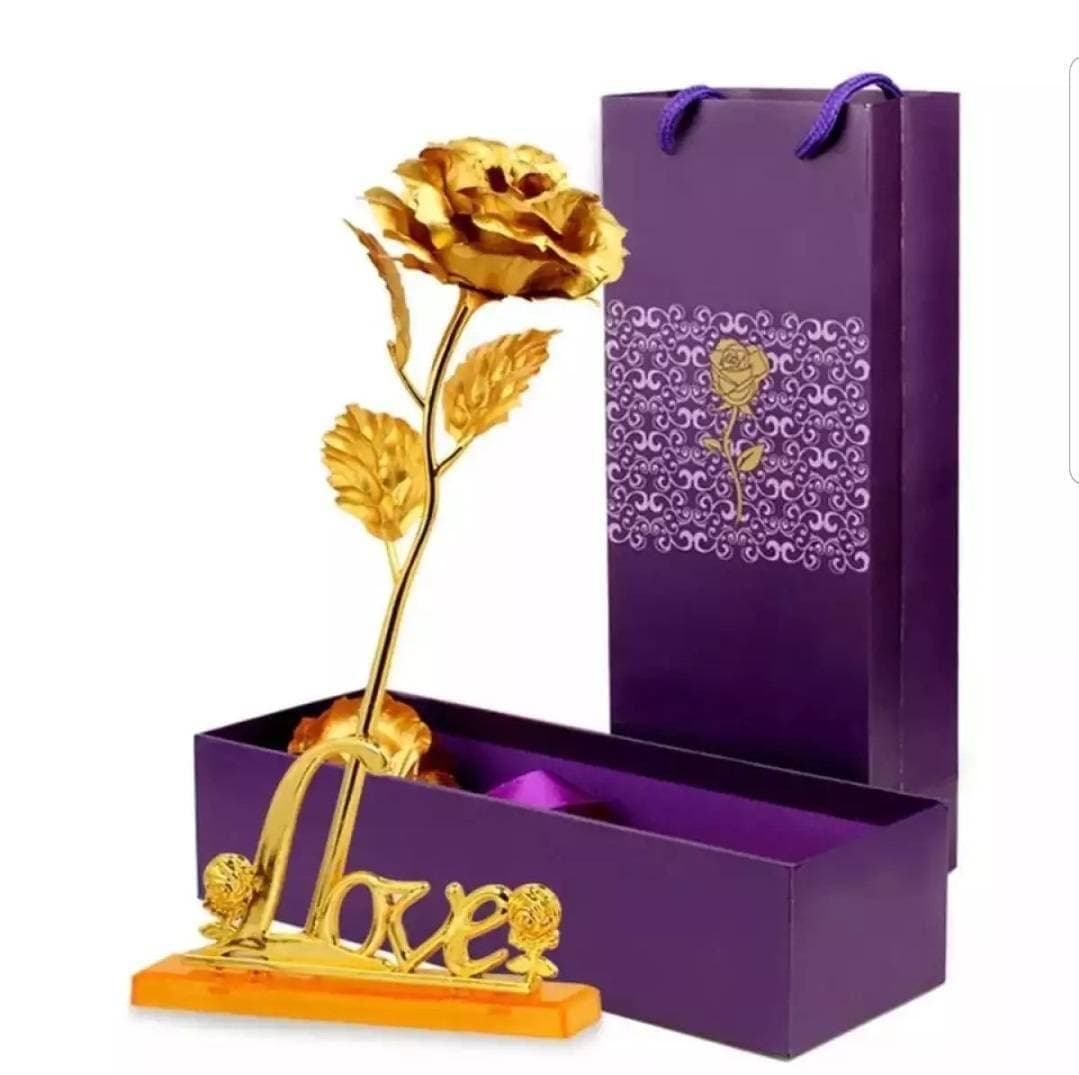 Valentine Day Anniversary and Birthday Gifts 24k Gold Plated Gold Rose Flower with Gift pack boxNS Collection