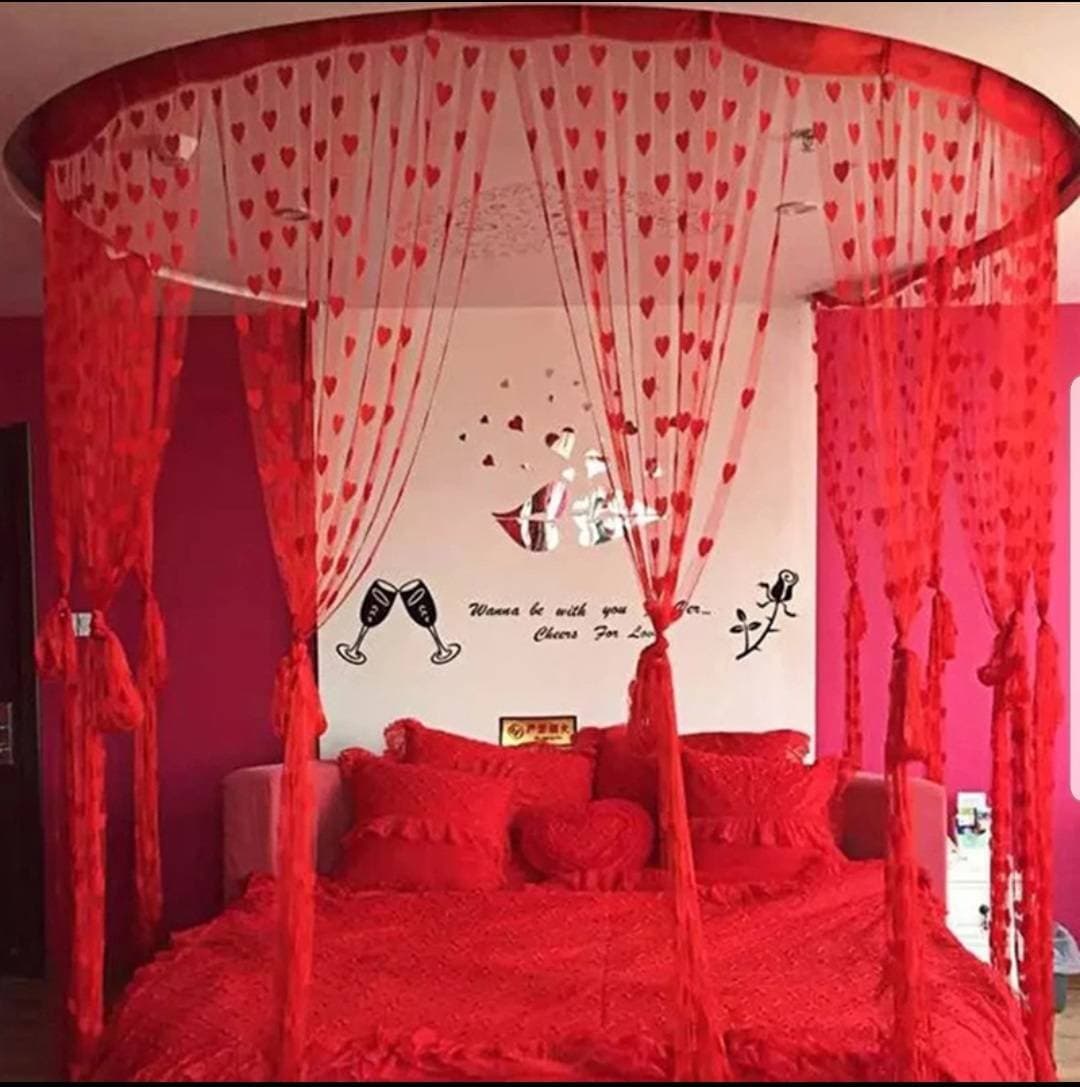 Beautiful Romantic Red Wire String Blinds Curtain
