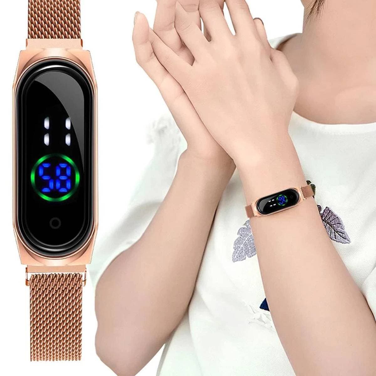 Luxury Ladies Watch Women Touch Screen LED Watches New Fashion Women Magnetic Electronic Clock Digital Wristwatches