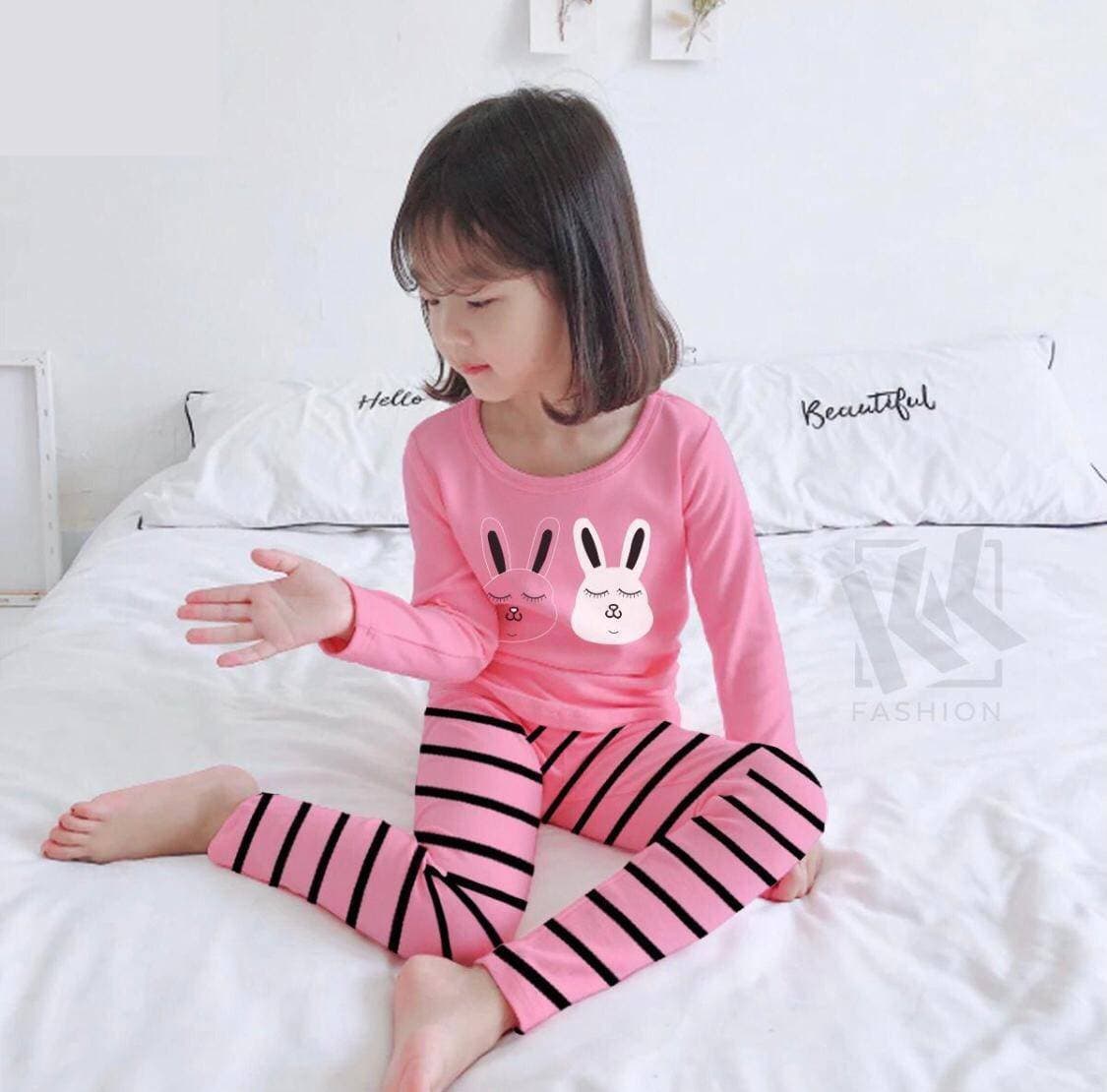 Stylish Kids Night Suit - Pink - High Quality
