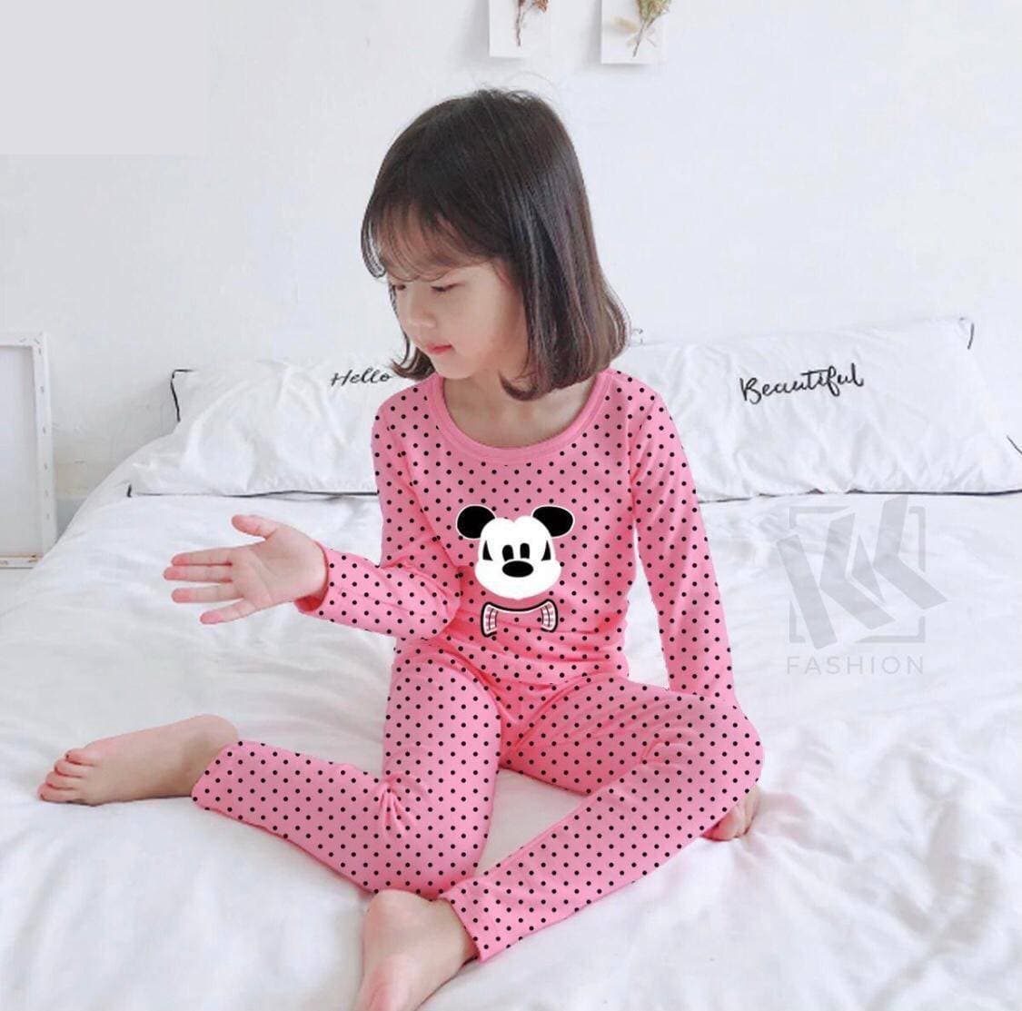 Stylish Kids  Beautiful Night Suit - Pink - High Quality