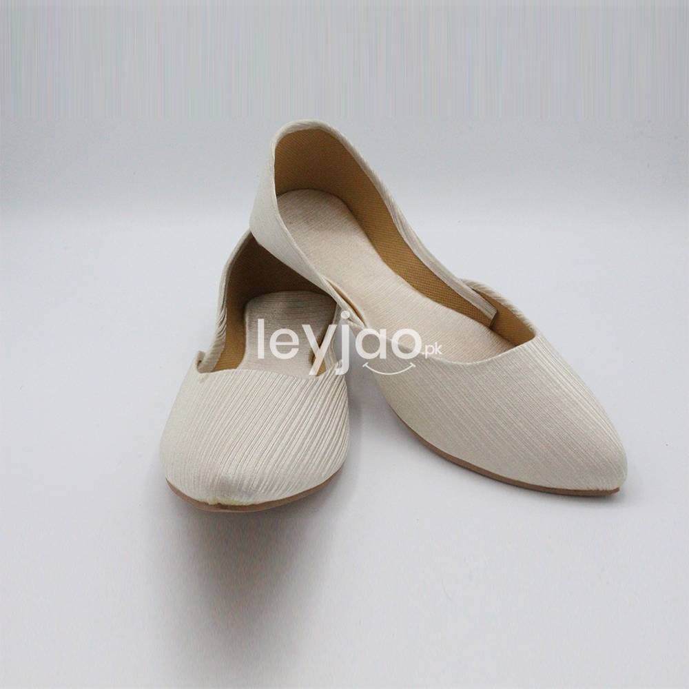 Plain Stripe Khussa - White Color