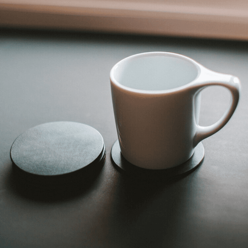 Veg Tan Leather Cup Tea Round Coasters Mat - Set of 6
