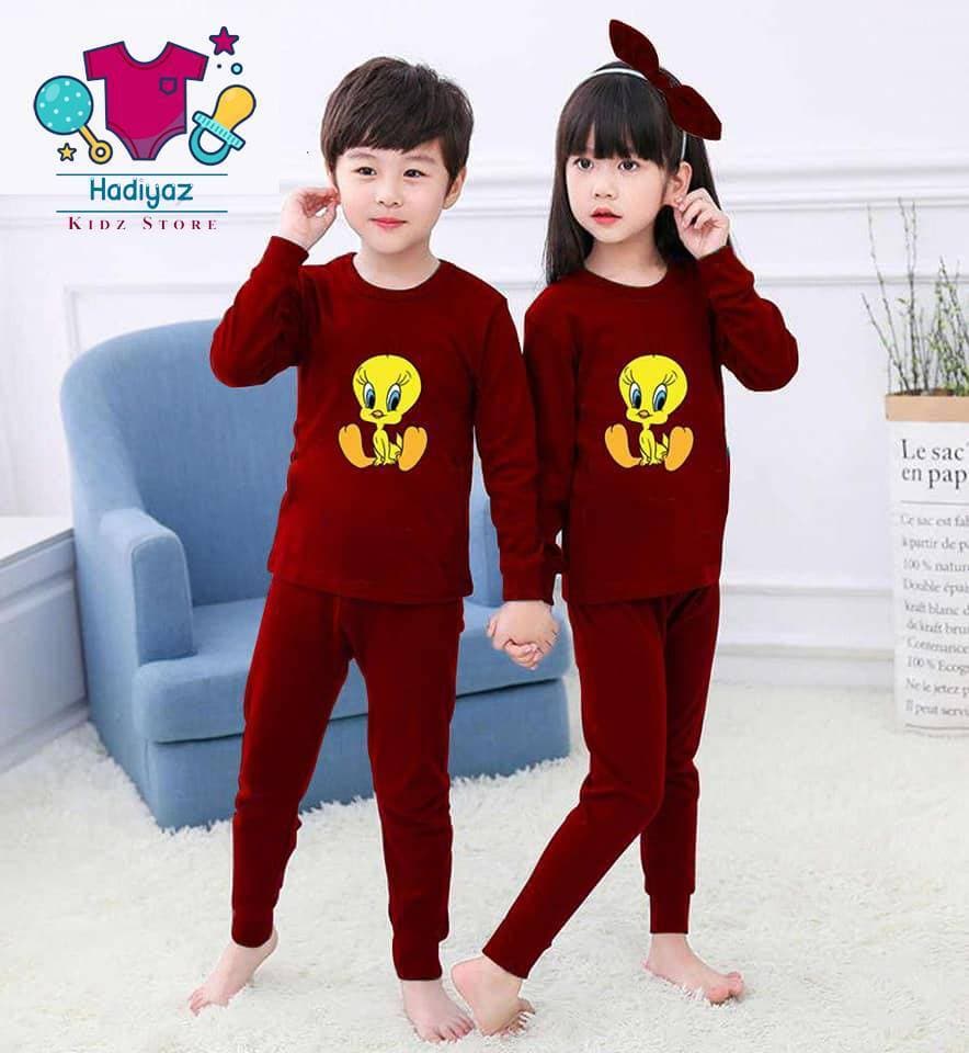 Fabulous Summer Collection Kids Nigh Suits Pack Of 2 - Maroon Color