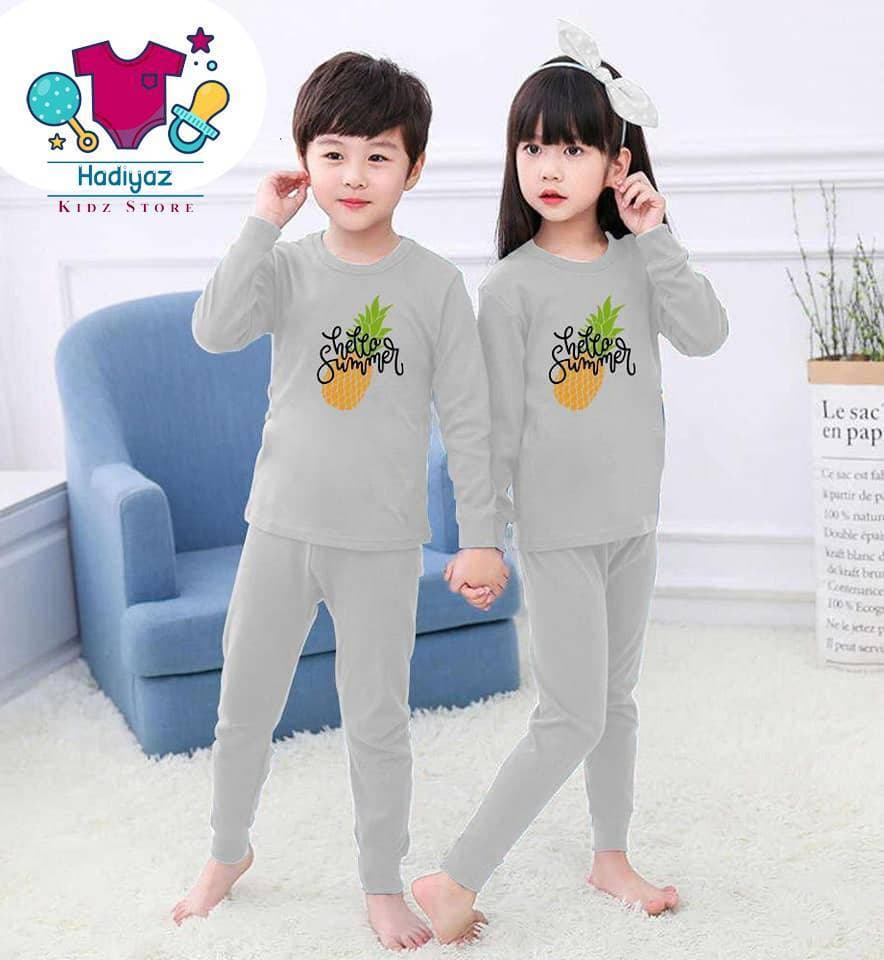 Attractive Summer Collection Kids Nigh Suits Pack Of 2 - Light Grey Color