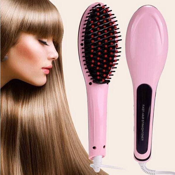 LCD Straightening Fast Smoothing Electric Hair Straightener Brush