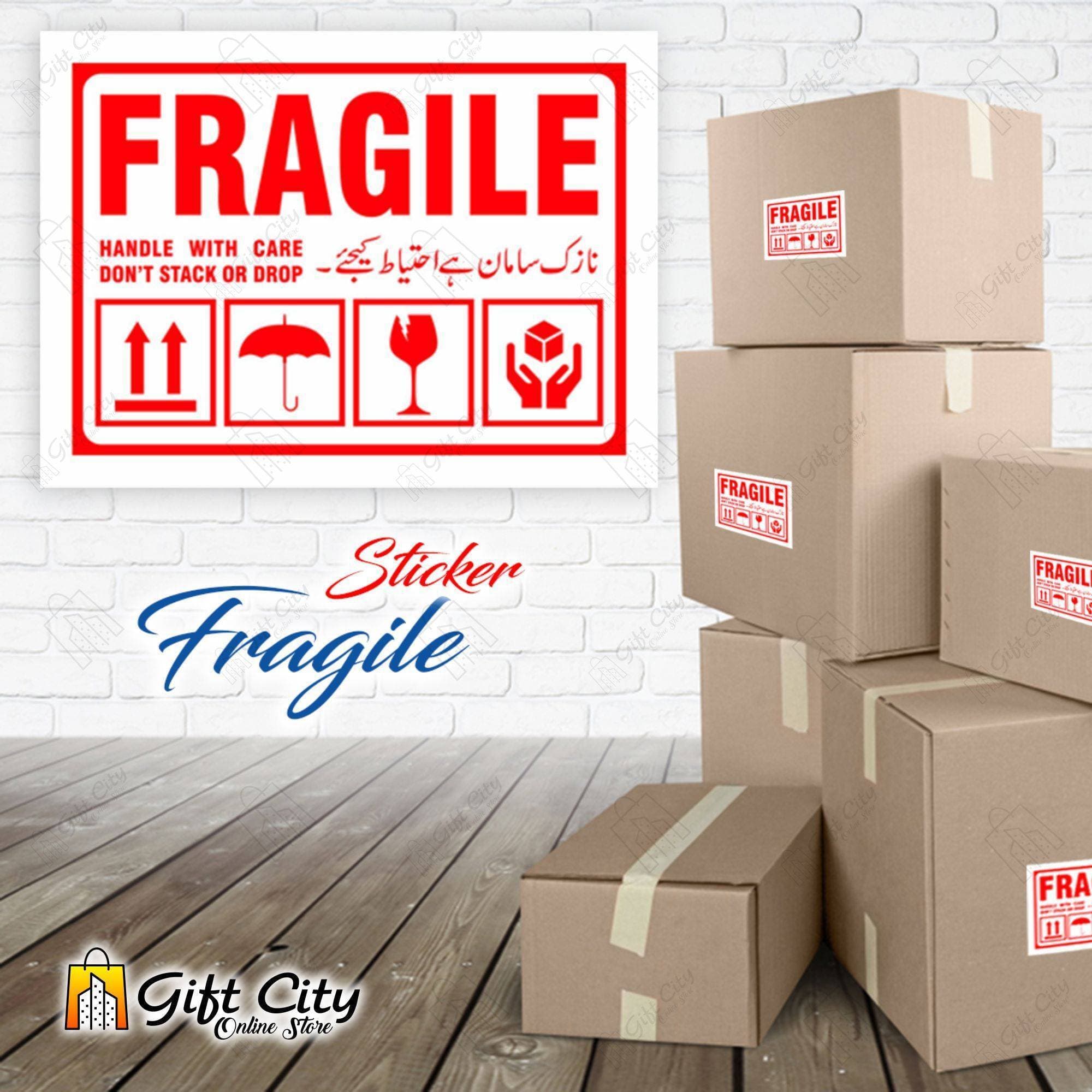 Handle With Care Fragile Stickers for Sensitive Products - Pack 10
