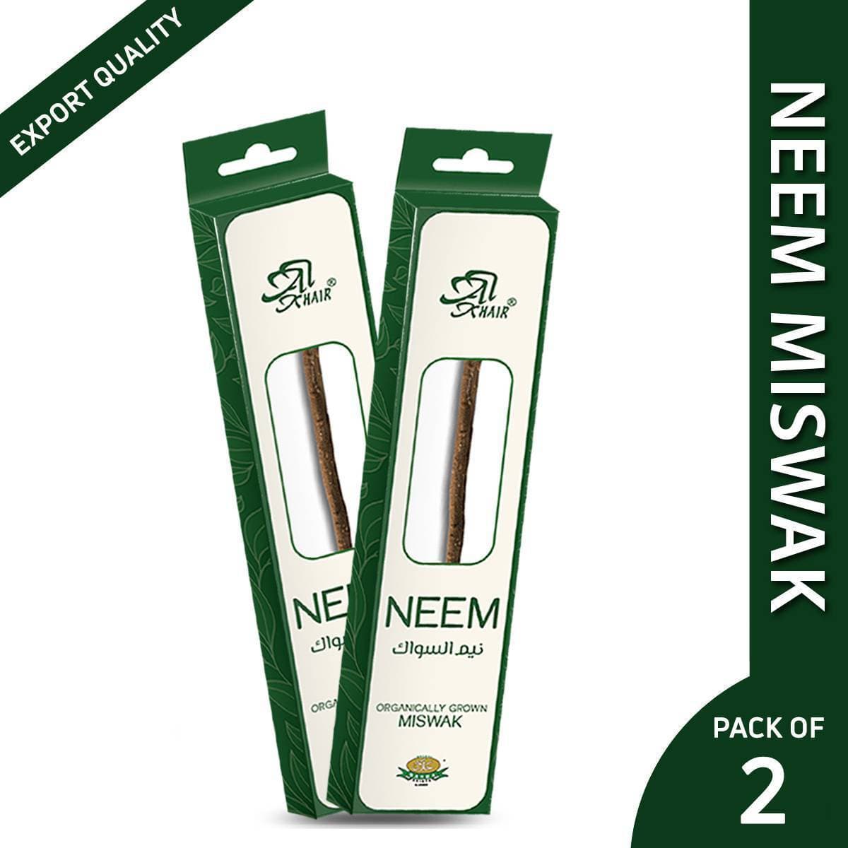 AL khair Neem Miswak - Pack of 2 Organically Grown 6 Inch Miswak Thin