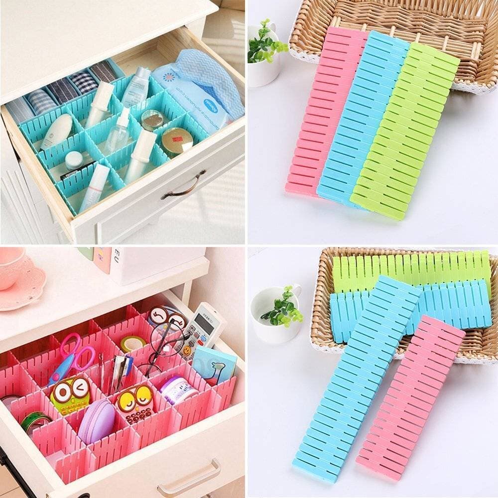 4 Pieces of Adjustable Drawer Organizer Drawer Separator