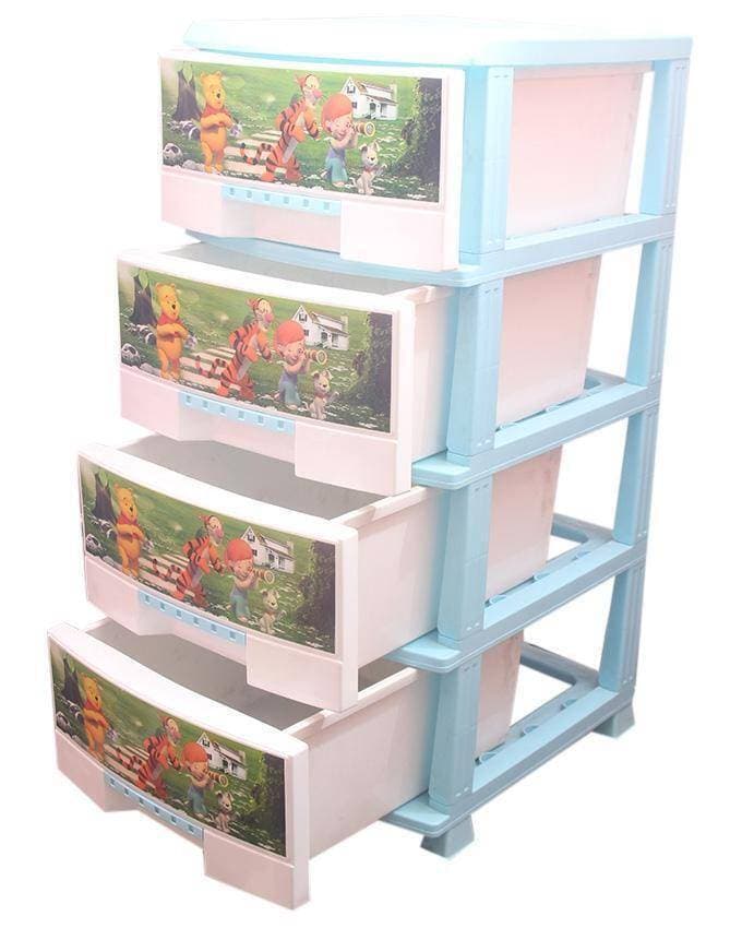 Mega 4 Drawer Storage & Chest Organizer White and Blue